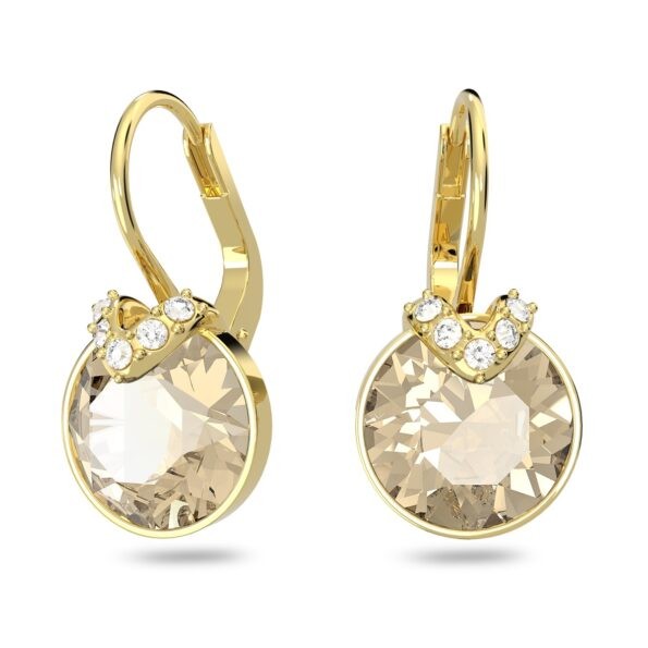 Bella Gold-Tone Plated Round Cut V Drop Earrings