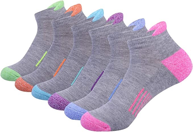 Womens Ankle Athletic Low Cut Tab Socks Cushioned Running Sports 6 Pack