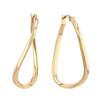 Oro Classic Yellow Gold Oval Twisted Hoop Earrings -
